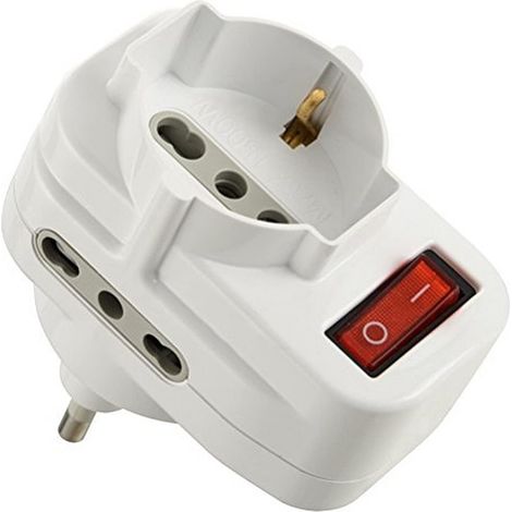 Adaptateur Bloc multiprise 3 Prises avec Interrupteur, fiche orientables, Blanc, 71033 (1/5)