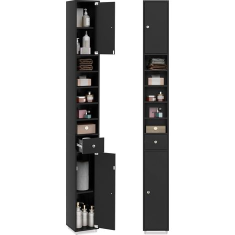Bathroom Tall Cabinet Slim Freestanding Storage Organizer Cupboard With 2 Doors (1/5)