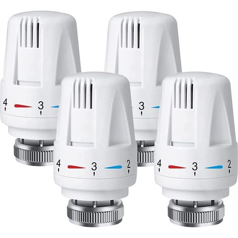 4 Pieza Cabezal Termostatico, Cabezal Termostático Radiador, Termostato Válvula para Radiadores, M30 x 1.5 Cabezal de Termostato para Válvula de Radiador (1/5)