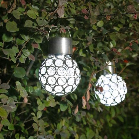 Luminaire Solaire Suspendu - Boule LED Creuse Rotative - Éclairage Extérieur Jardin Terrasse Camping - 1 Pièce (1/5)