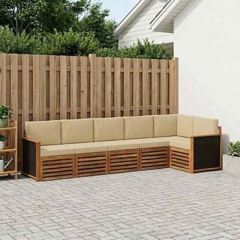 vidaXL Ecksofa Set 5 pcs Natur Massives Akazienholz und Polyester (1/5)
