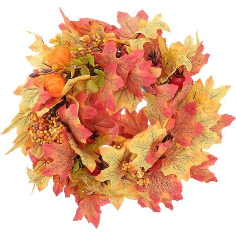 Halloween-Girlande, Kürbis, Türschmuck, orangefarbener Ahornblattkranz (1 Stück) (1/5)