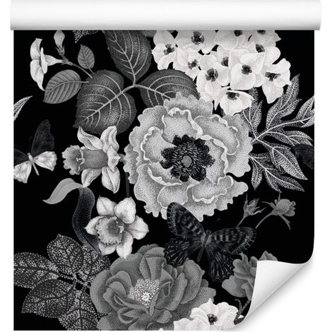 Papel pintado de peonías vintage para salón y dormitorio, 50x1000 cm. (1/5)