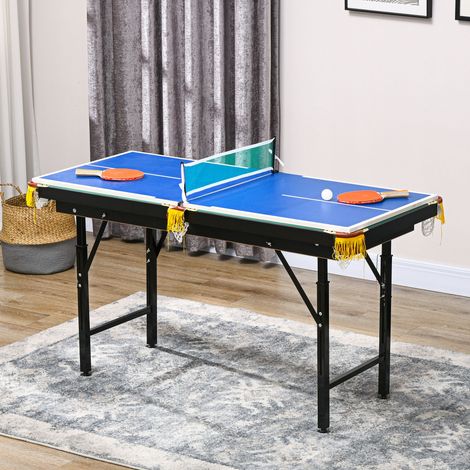 Table de billard/ping-pong 2 en 1, avec accessoires, 140 x 63 x 80 cm, bleu/vert (1/5)