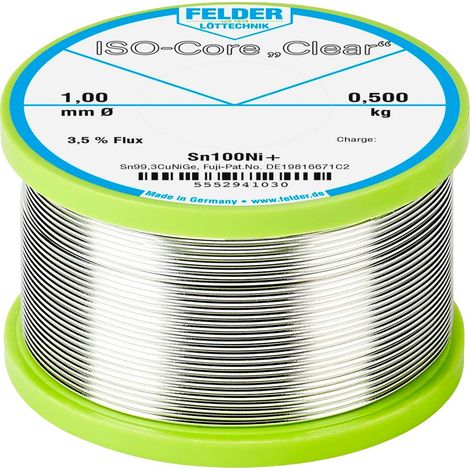 Felder ISO-Core "Clear" Sn100Ni+ Étain à souder bobine Sn99,25Cu0,7Ni0,05 0.500 kg 1 mm (1/2)