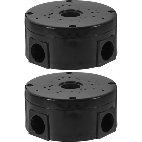 Boîte de Jonction Étanche Ronde 10mm pour Caméra, Lot de 2 Plastique Noir, Usage Extérieur au Plafond, Format Compact pour Câbles, Design Moderne (1/5)