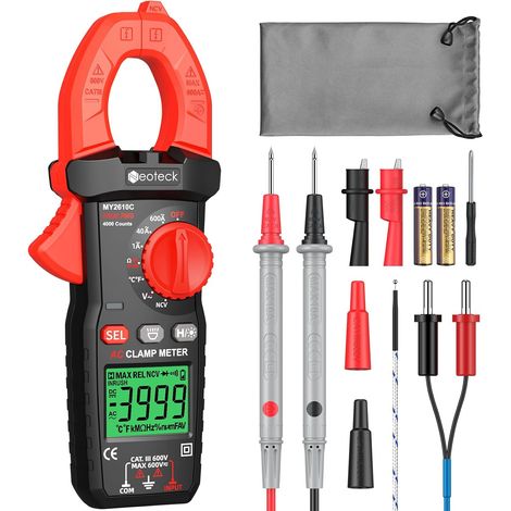 Pince Ampèremétrique Numérique TRMS 4000 Counts - Multimètre AC 600A Auto-Range avec NCV, Testeur de Courant, Résistance, Continuité, Diode, Écran Rétroéclairé Portable (1/5)