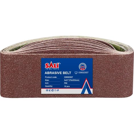 Lot de 10 bandes abrasives 75 x 533 mm Grain 60 pour ponceuse à bande, papier abrasif pour ponceuse à bande pour le ponçage, le lissage, l'affûtage et le décapage du bois et du métal (1/5)