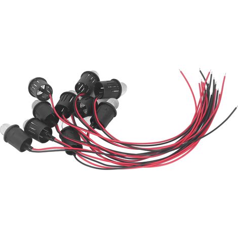 10 Stück LED-Diodenleuchten, 10 mm, 12 V, Kontrollleuchten mit wasserdichtem Kabel für Auto und Boot, Rot (1/5)