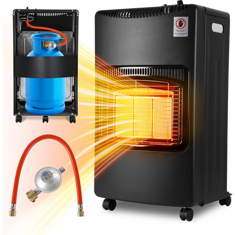 Randaco Gasheizer 4200W Keramik, 3 Heizstufen, ODS & Kippschutz, inkl. Druckregler und Schlauch, 5 Rollen (1/5)