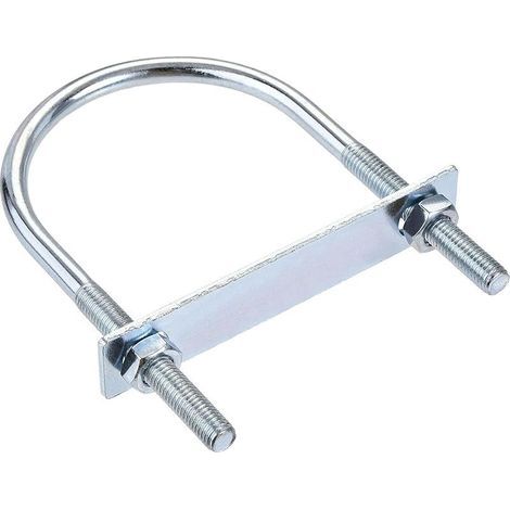 Rond Boulon U 3.54"(90mm) Largeur Interne 150mm Longueur Acier M10 avec écrou Plaque 1 Ensemble (1/4)