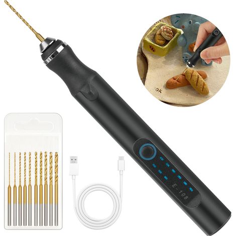 Mini Perceuse Électrique Sans Fil à 3 Vitesses, avec 10 Petits Forets (1/5)