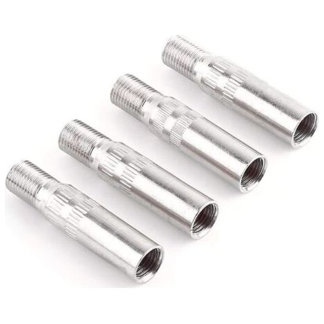 4 pcs Adaptateur extension capuchon de valve, valve à vis tige roue pneu prolongateur adaptateur voiture camion van caravane, argent (1/5)