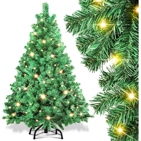 Wolketon Aghi di abete per albero di Natale con supporto 150cm Floccatura per esterni con LED bianco caldo (1/5)