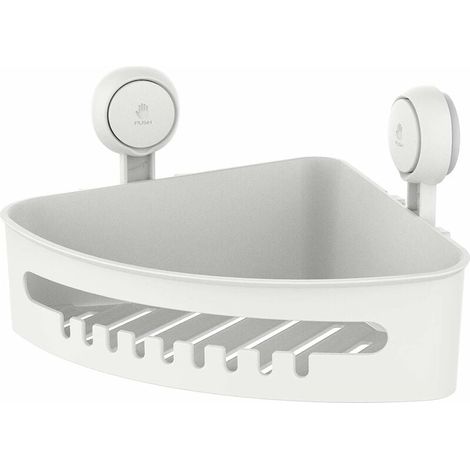 Kaelt - Pas de perçage ventouse étagère de douche d'angle amovible salle de bain étagère de douche 10 kg capacité maximale boîte de rangement étanche à l'huile étagère d'angle étanche (1/5)