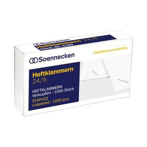Heftklammer 24/6 Heftzange 124 Stahl verkupfert 1.000 St./Pack. (1/3)
