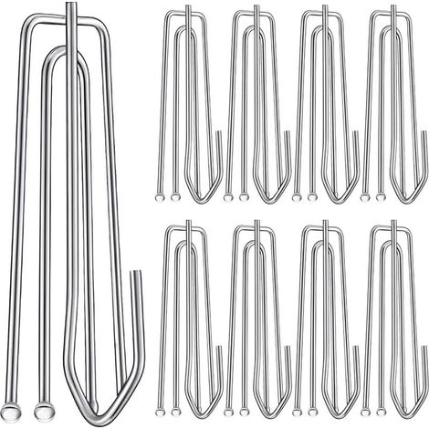 Lot de 60 crochets et épingles en acier inoxydable pour rideaux plissés, 4 griffes, pour fenêtre, porte, salle de bain (1/5)