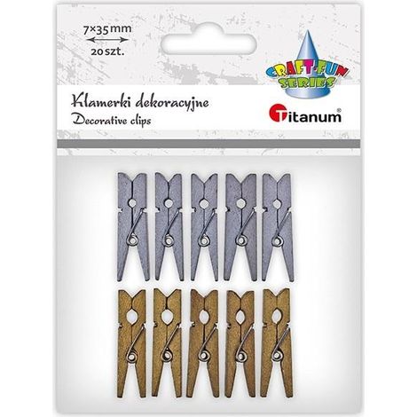 Holzklammern, 2 Farben, 7 x 35 mm, 10 Stück, gemischt