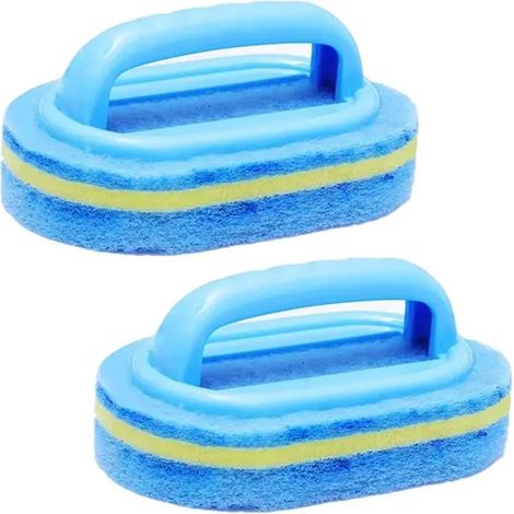 Brosse De Nettoyage Salle De Bain - Poils Doux Antidérapant Polyvalent Pour Baignoire Lavabo Cuisine Carrelage - Lot De 2 (1/5)