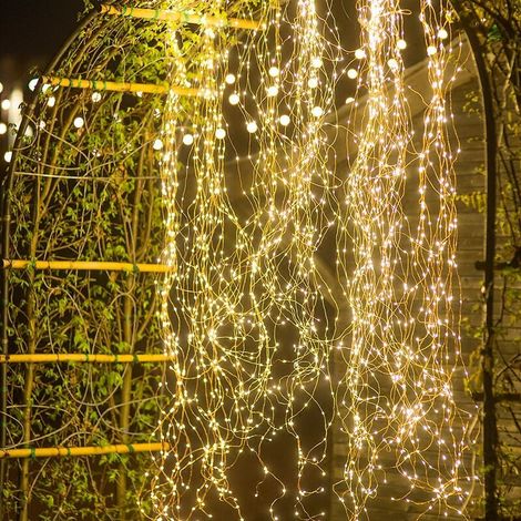 Guirlande lumineuse en forme de sapin de Noël, 220 LED, couleur cuivre, à énergie solaire, pour fêtes, mariages, fenêtres, arbres et décorations saisonnières.-AquaForge (1/5)
