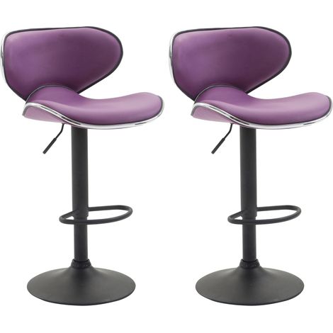 2er Set Barhocker Las Vegas Kunstleder lila schwarz (1/4)