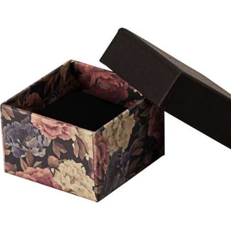 Caja de joyería negra con flores decorativas (1/3)