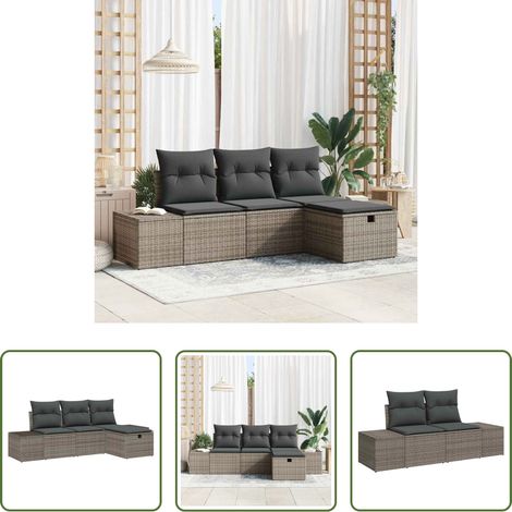 Poly-Rattan - Sofa Set mit Kissen 4 pcs Poly-Rattan (1/5)