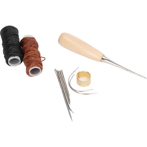 Kit d'outils de couture du cuir à faire soi-même : sac à outils de couture du cuir portable en acier inoxydable (avec fil ciré), adapté aux tissus et aux bâches. (1/5)