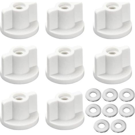 Fixations pour abattant de WC - Universel - 8 pièces - Plastique robuste - Acier inoxydable - Vis M6 (1/4)