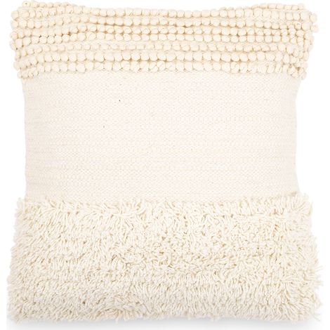 Boho Bali Style Cushion - Cover and Filling Included - Mantra White (1/5)