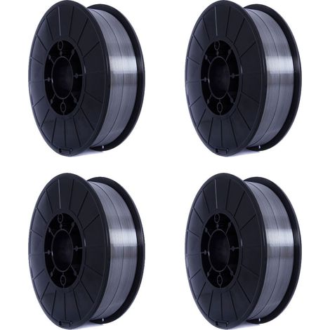 Lot de 4 bobines de fil fourré 0.9 mm – Acier – 450 g par bobine – Soudage sans gaz – Pour postes MIG semi-automatiques