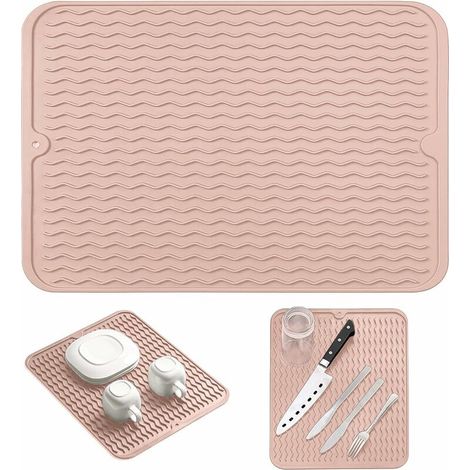 Silicone Dish Drying Mat, Non-Slip Rubber Sink Drying Mat 16 x 12 in