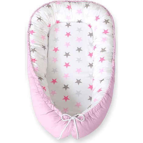 Coccolone per neonati, double-face, box, fasciatoio, Premium BOBONO - Stars, grigio-rosa/grigio (1/5)