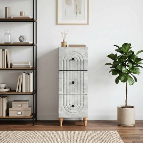 vidaXL Armoire à tiroirs Gris béton 33 x 34,5 x 90 cm (1/5)