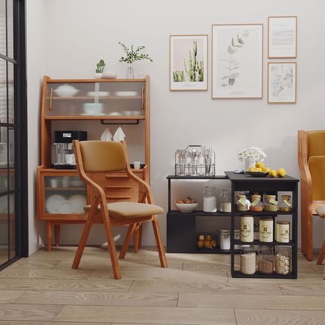 Bureau d'angle noir, 5 étagères et plateau tournant 360°, 120x110x74.5 cm (1/5)