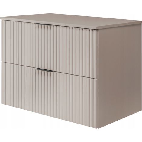 Rodan Waschbeckenunterschrank 80 cm, Beige Matt Cashmere, 46 x 80 x 57 cm, mit beiger Waschtischplatte, feuchtraumgeeignet