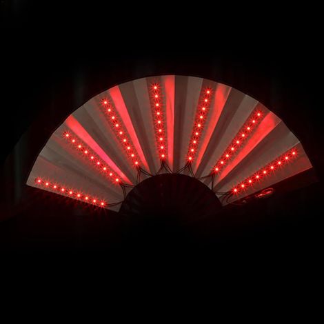 R-ave Ventilateur pliable avec lumière LED à piles pour homme et femme Éventail à main éclairé pour Raves Carnaval Bar Éventail de scène Spectacle Fan de danse Festival Accessoires (1/5)
