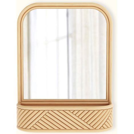 Wandspiegel mit Rattanrahmen - Bali Boho Stil - Amara Naturfarben