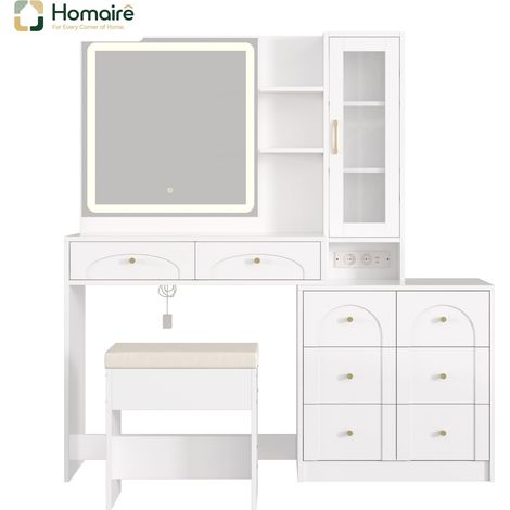 Flur- Garderobenschrank MDF weiß 131.5 x 40 x 140 cm HOMAIRE (1/5)