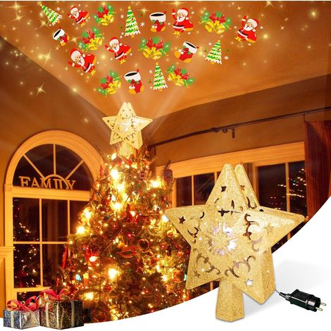 Étoile Lumineuse pour Cime de Sapin de Noël - Projecteur LED Rotatif, Cimier et Sommet de l'Arbre pour Décoration (1/5)