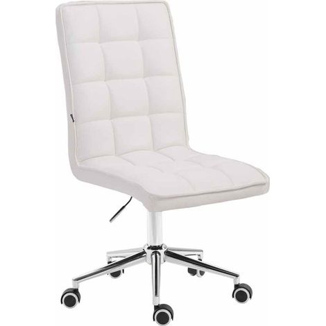 Fauteuil chaise tabouret de bureau avec dossier haut en synthétique blanc hauteur réglable BUR10281