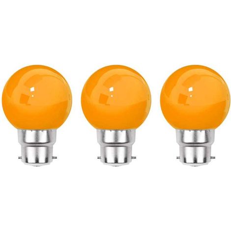 Lot de 3 ampoules LED Orange B22 Incassables - Guirlandes guinguette - Culot baïonnette