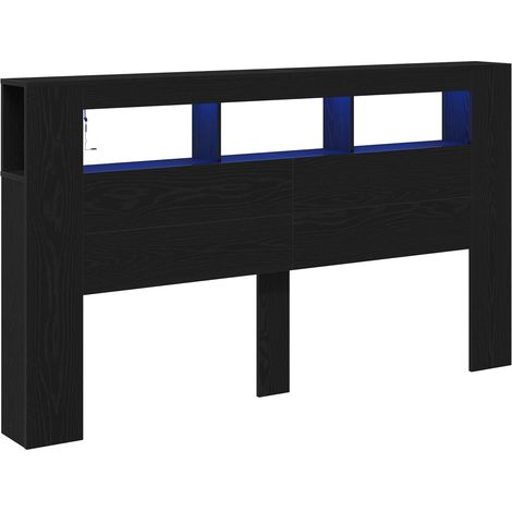 Maison Exclusive - Testiera LED con lo scaffale Rovere Nero 180 x 18,5 x 103,5 cm