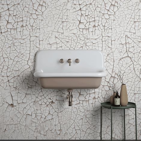 Lavabo scolastico in ceramica smaltata - 90 cm - True Colors - Tortora (Tortora 1019)