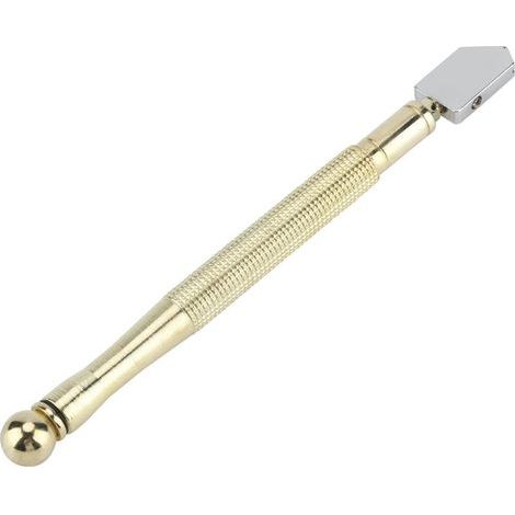 Professional Glass Cutter, Professional Grade Glass Cutting Tool, Super Cutter with Metal Handle for Cutting Tiles, Mirrors, Bottles, Pencil Shape and Design (Copper Handle) (1/5)