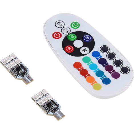 Lumières décoratives pour voiture T10 168 194 2825 W5W 16 couleurs RGB avec télécommande, vendues par paquets de 2. (1/5)