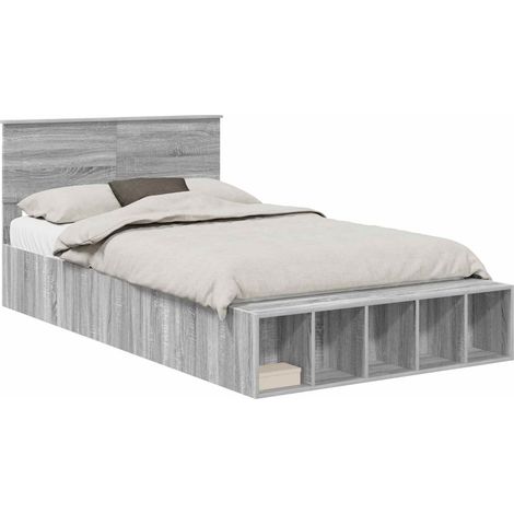 Maison Exclusive - Struttura del letto con lo scaffale Grigio Sonoma 120 x 200 cm