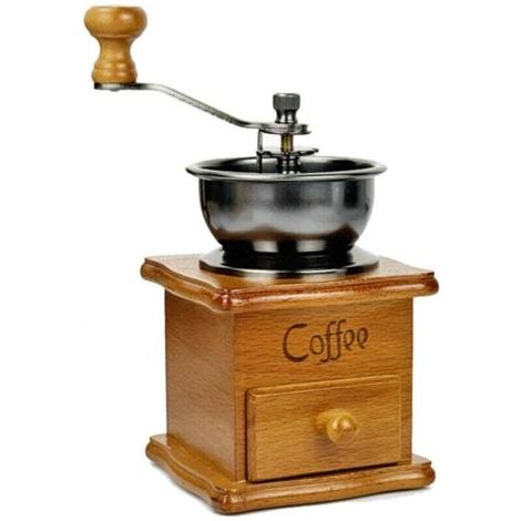 Moulin à Café Vintage Manuel en Bois, Moulin à Café à la Main, Réglage Grossier, Moulin à Café à la Main avec Compartiments en Céramique
