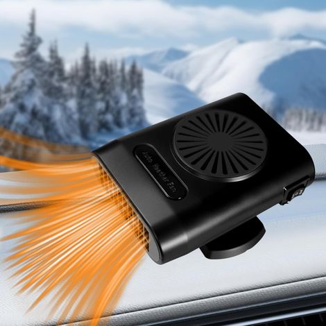 CCYKXA Tragbarer 12V 200W Auto-Windschutzscheiben-Entfroster mit Schnellheiz- und Kühlventilatoren, 360° drehbarer Windschutzscheiben-Heizstrahler mit Zigarettenanzünderstecker