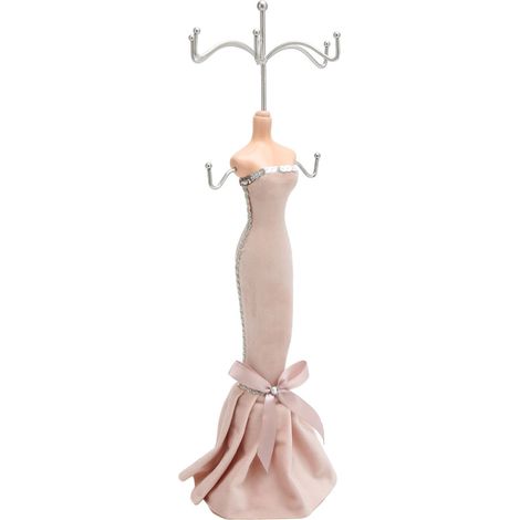 Porte-Robes Longues avec Présentoir à Bijoux, Mannequin sans Bras en Rose pour Exposition (1/5)